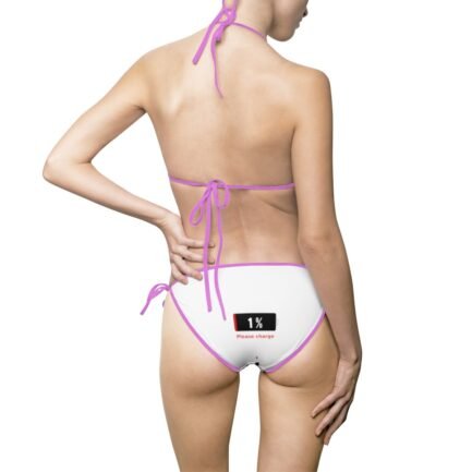 - Please Charge ME - White Women's Bikini Swimsuit: Embrace Style and Personalization in Radiant - NoowAI Shop