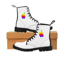 Apple Colorful Logo Women’s Canvas Boots: Walk with Confidence and Apple Passion