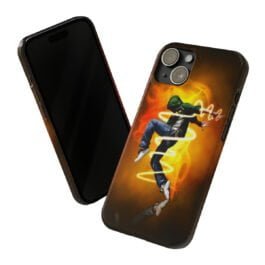 Slim Phone Cases – iPhone Case Man Dancing Style in Fire Orange – Black