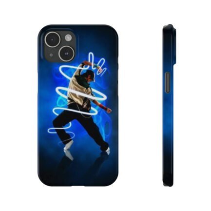 - Slim iPhone Cases with Man Dancing Style in Blue - Black art - NoowAI Shop