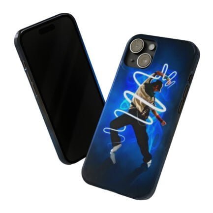 - Slim iPhone Cases with Man Dancing Style in Blue - Black art - NoowAI Shop