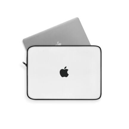 - Macbook Sleeve - White Laptop Sleeve with simple Black Apple logo - NoowAI Shop