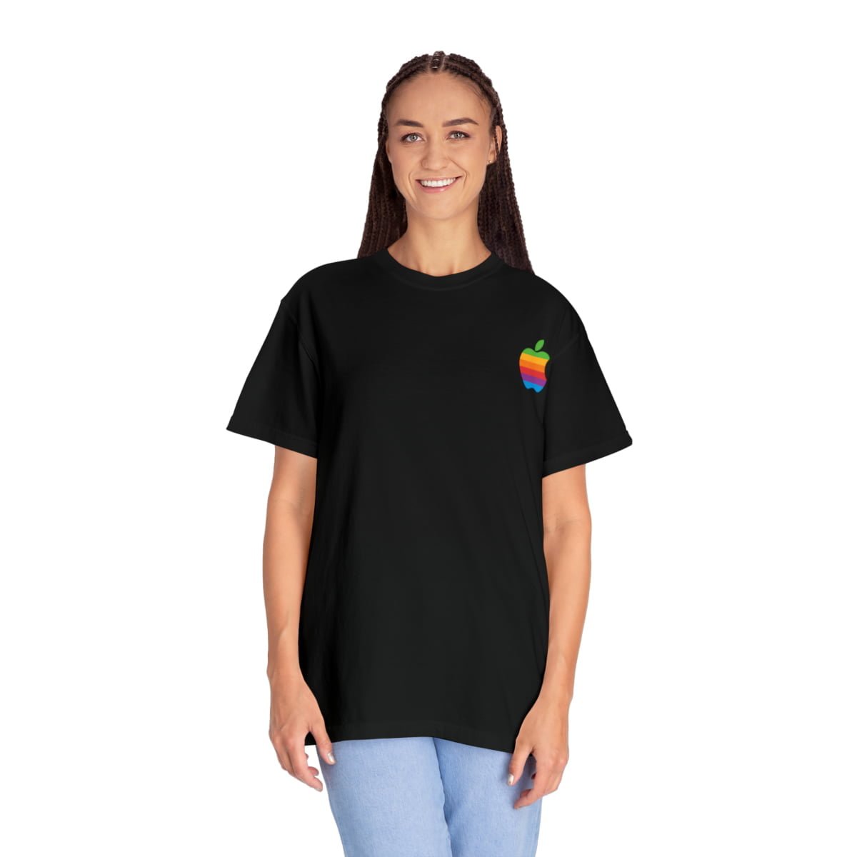 Apple rainbow logo shirt - Unisex Garment-Dyed T-shirt with Apple