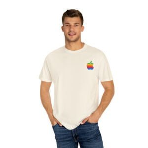 Apple rainbow logo shirt - Unisex Garment-Dyed T-shirt with Apple