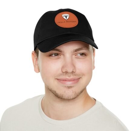 - Tesla Hat - Dad Hat with Leather Patch Tesla Motor Logo (Round), Multi Colour Option. - NoowAI Shop