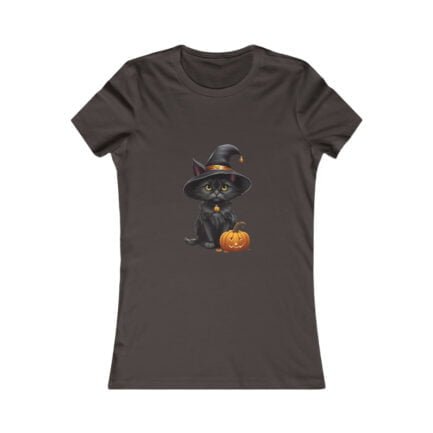 - Halloween T-shirt - Lovely Witch black cat Women's Favorite Tee - NoowAI Shop