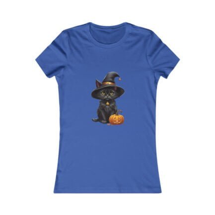 - Halloween T-shirt - Lovely Witch black cat Women's Favorite Tee - NoowAI Shop
