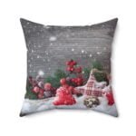 Christmas Pillow – Winter Snowy Wood Pillow