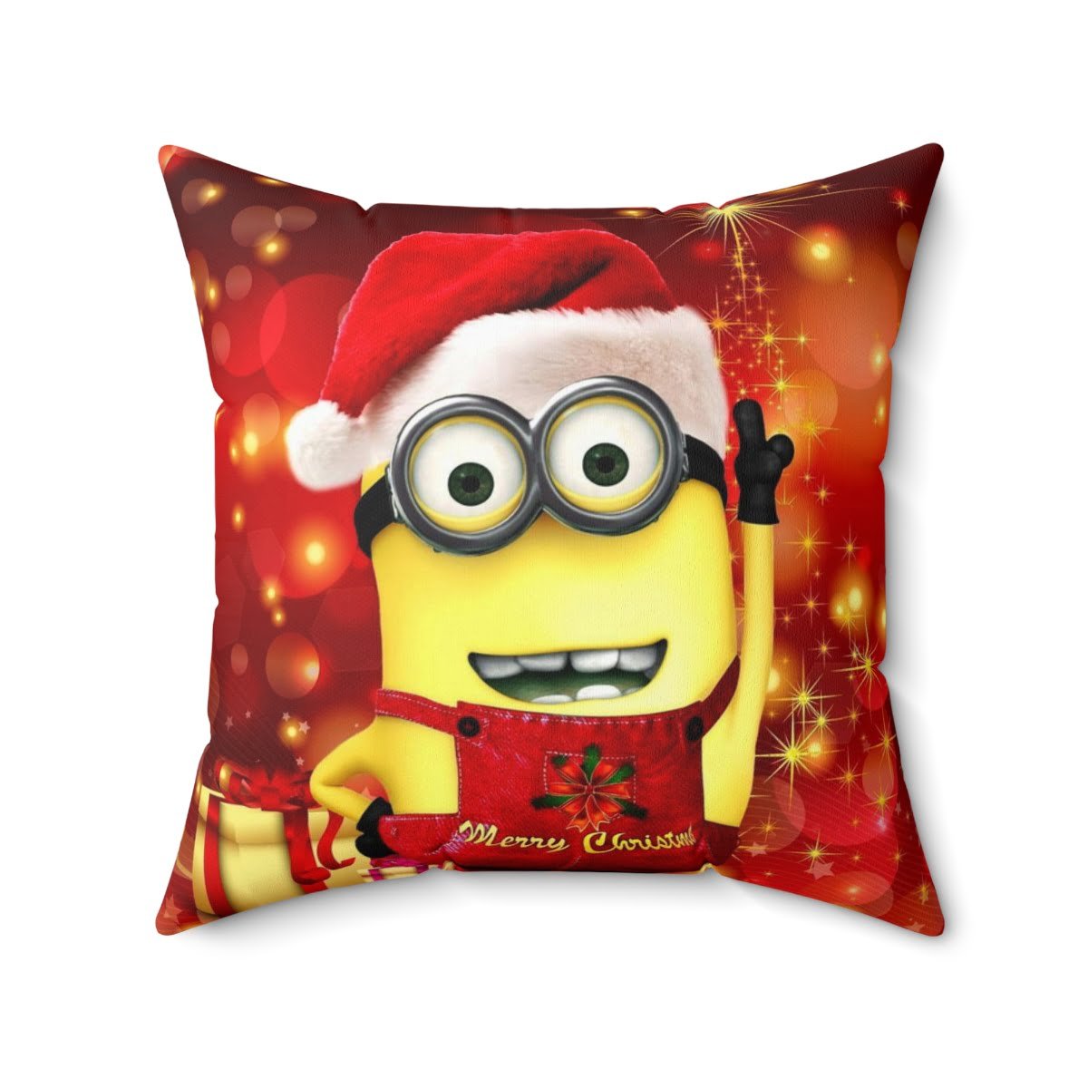 - Minions Xmas Pillow - Spun Polyester Square Pillow with Minions Merry Christmas Red Yellow - NoowAI Shop