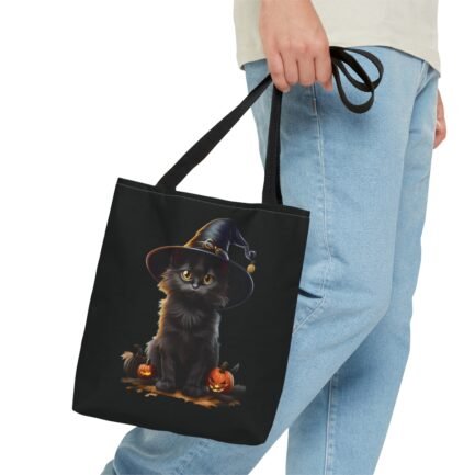 - Black Witch Cat Tote Bag - AI Drawn - NoowAI Shop
