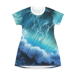 Ocean wave blue T-Shirt Dress