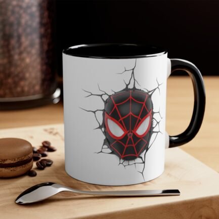 - Mug two-tone - Accent Coffee Mug with Black Spiderman Face miles morales, 11oz - NoowAI Shop