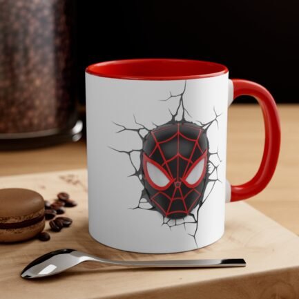- Mug two-tone - Accent Coffee Mug with Black Spiderman Face miles morales, 11oz - NoowAI Shop