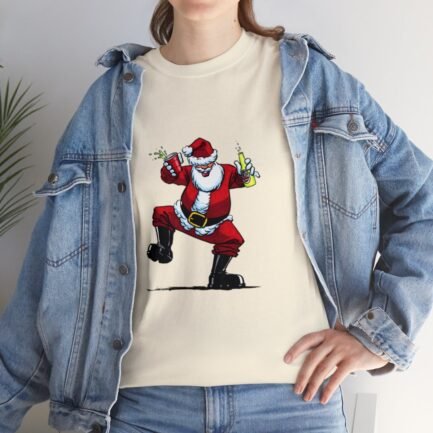 - Drunk Santa Claus T-shirt. Unisex Heavy Cotton Tee with Booze Santa Claus - NoowAI Shop