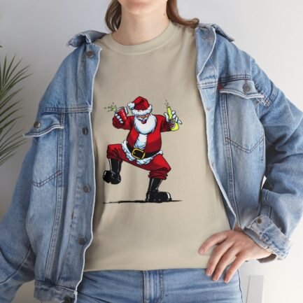 - Drunk Santa Claus T-shirt. Unisex Heavy Cotton Tee with Booze Santa Claus - NoowAI Shop