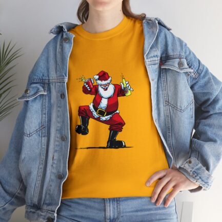 - Drunk Santa Claus T-shirt. Unisex Heavy Cotton Tee with Booze Santa Claus - NoowAI Shop