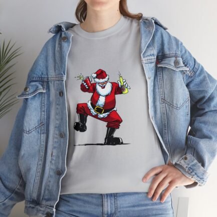 - Drunk Santa Claus T-shirt. Unisex Heavy Cotton Tee with Booze Santa Claus - NoowAI Shop