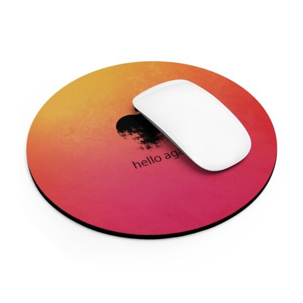 - Red-Orange Mouse Pad with Black Apple Hello Again logo - NoowAI Shop