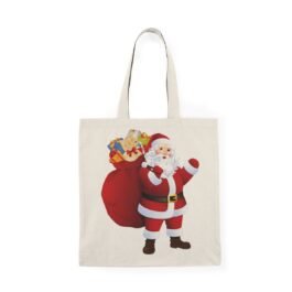 Christmas Natural Tote Bag, Santa claus bag