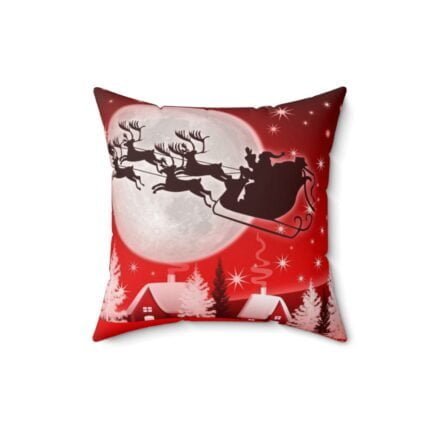 - Christmas Spun Polyester Square Pillow - Red Background Style - NoowAI Shop