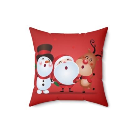 - Chrismas Pillow - Spun Polyester Square Pillow with Merry Chrismas - Red Xmas Background - NoowAI Shop