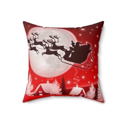 - Christmas Spun Polyester Square Pillow - Red Background Style - NoowAI Shop