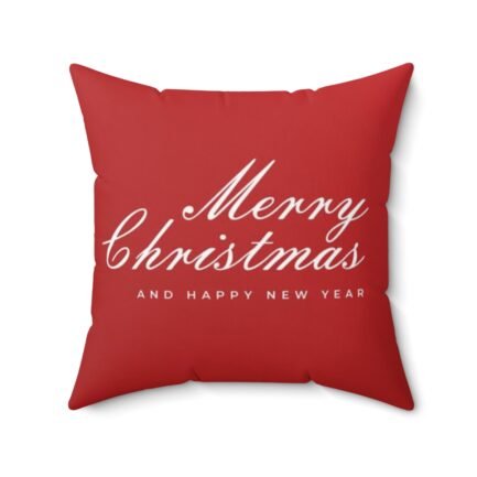 - Chrismas Pillow - Spun Polyester Square Pillow with Merry Chrismas - Red Xmas Background - NoowAI Shop