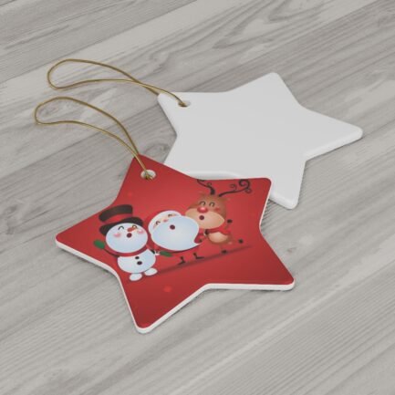 - cute christmas Ceramic Ornament - white snowman, santa, reindeer. 4 Shapes - NoowAI Shop