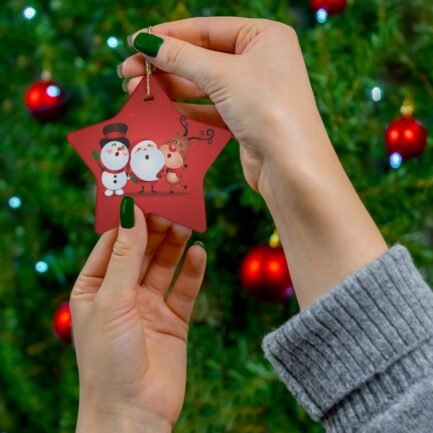 - cute christmas Ceramic Ornament - white snowman, santa, reindeer. 4 Shapes - NoowAI Shop