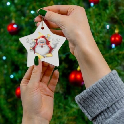 - Suprise Santa Claus Orrnament - White Ceramic Ornament with funny Suprise Santa Claus, 4 Shapes - NoowAI Shop