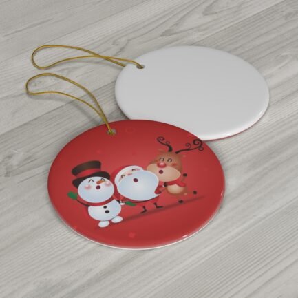 - cute christmas Ceramic Ornament - white snowman, santa, reindeer. 4 Shapes - NoowAI Shop