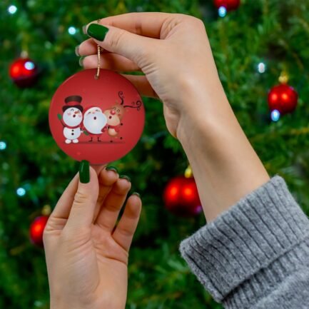 - cute christmas Ceramic Ornament - white snowman, santa, reindeer. 4 Shapes - NoowAI Shop