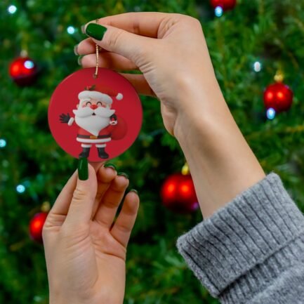 - Cute Santa Claus Ornament - Red Ceramic Ornament with Cute Santa Claus, 4 Shapes - NoowAI Shop