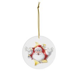Suprise Santa Claus Orrnament – White Ceramic Ornament with funny Suprise Santa Claus, 4 Shapes