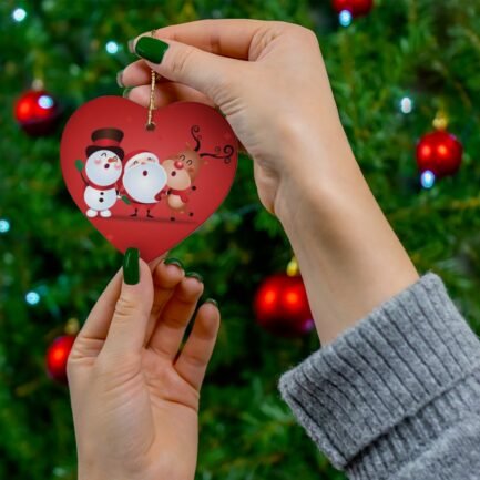 - cute christmas Ceramic Ornament - white snowman, santa, reindeer. 4 Shapes - NoowAI Shop