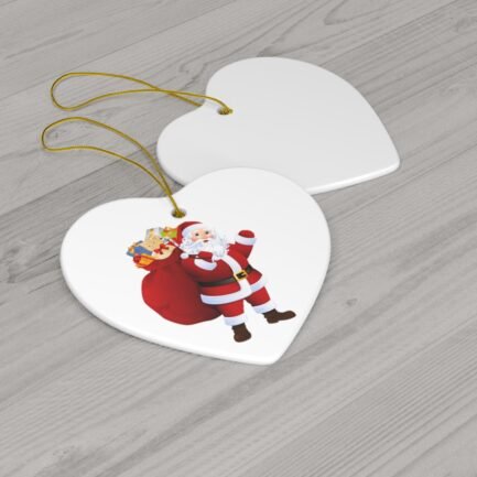 - Santa Claus Ornament - White Ceramic Ornament with Happy Santa Claus, 4 Shapes - NoowAI Shop