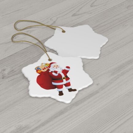 - Santa Claus Ornament - White Ceramic Ornament with Happy Santa Claus, 4 Shapes - NoowAI Shop