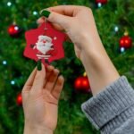 Cute Santa Claus Ornament – Red Ceramic Ornament with Cute Santa Claus, 4 Shapes