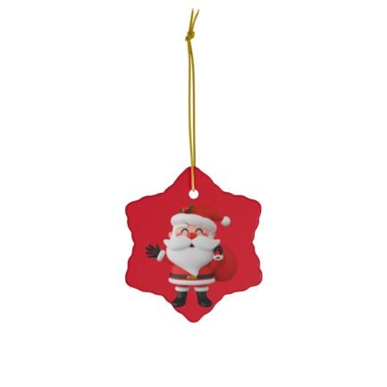 - Cute Santa Claus Ornament - Red Ceramic Ornament with Cute Santa Claus, 4 Shapes - NoowAI Shop