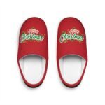 Dark Red Indoor Slippers with Merry Christmas text