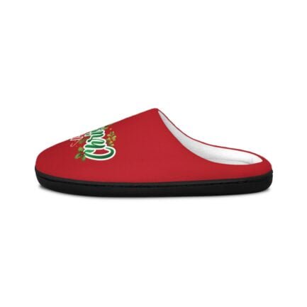 - Dark Red Indoor Slippers with Merry Christmas text - NoowAI Shop