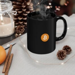 Bitcoin-Themed Black Mug for Coffee Lovers, Cryptocurrency Gift, Office Mug, Fun Birthday Present, 11oz or 15oz Sizes