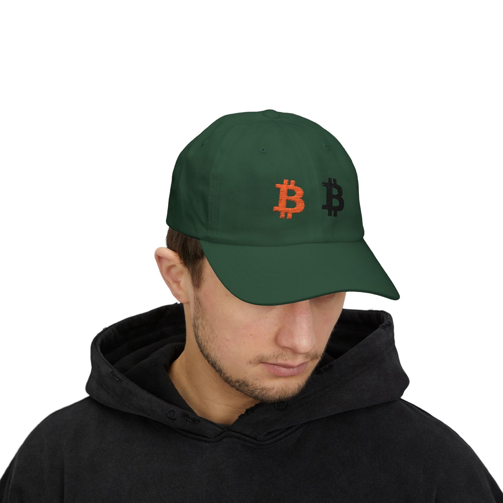 - Bitcoin Dual Logo Dad Cap — Crypto Embroidered Baseball Hat - NoowAI Shop Bitcoin Dual Logo Dad Cap — Crypto Embroidered Baseball Hat - Image 4