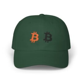 Bitcoin Dual Logo Dad Cap — Crypto Embroidered Baseball Hat