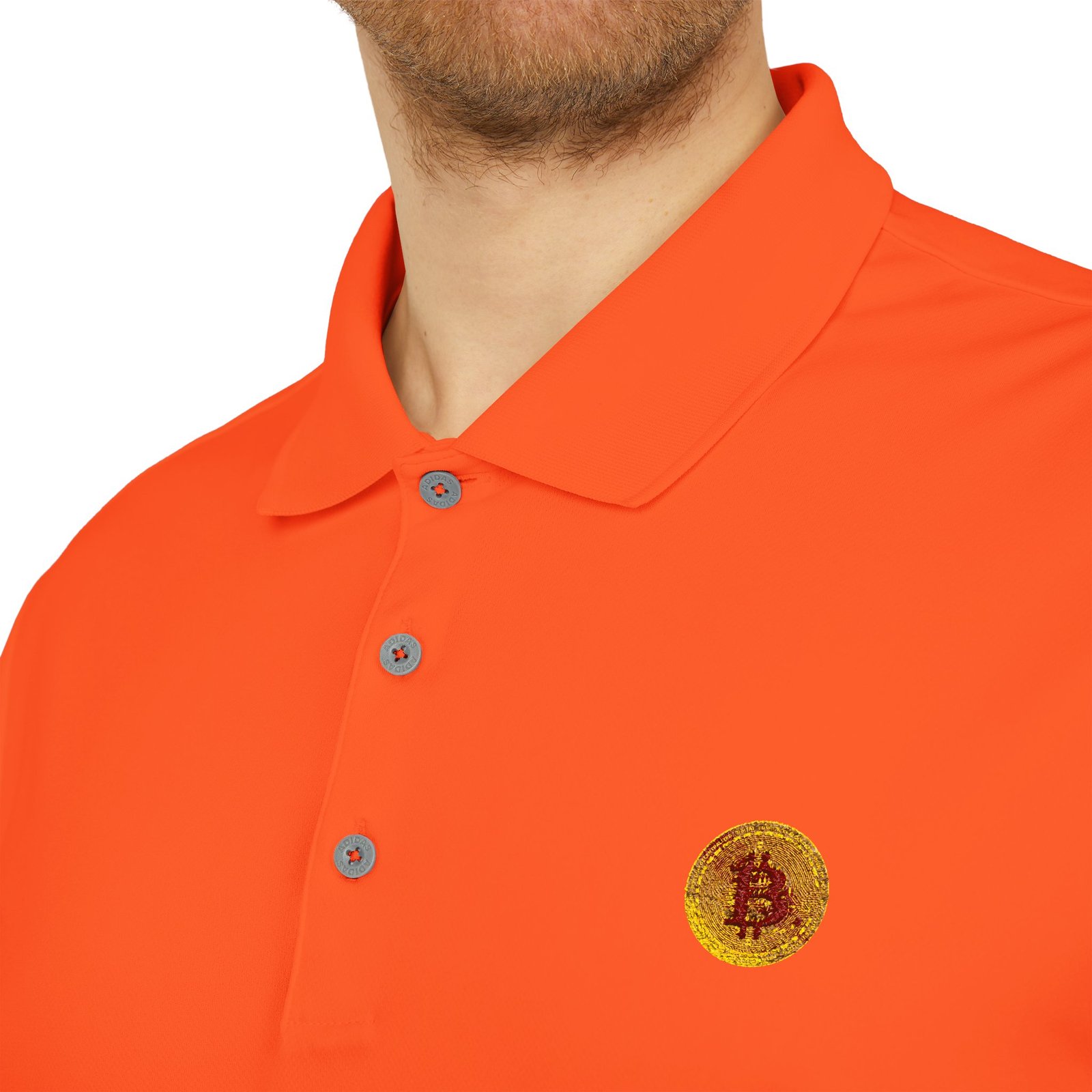 - adidas® Bitcoin logo Embroidered Sunflower Polo Shirt — Minimal Floral Logo Performance Polo - NoowAI Shop adidas® Bitcoin logo Embroidered Sunflower Polo Shirt — Minimal Floral Logo Performance Polo - Image 6