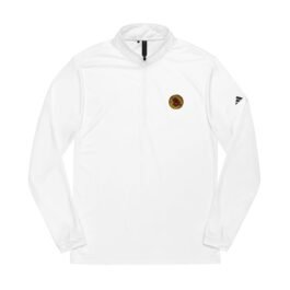 Bitcoin adidas® Embroidered Sunflower Quarter-Zip Pullover (BTC Logo) — White Athletic Lightweight