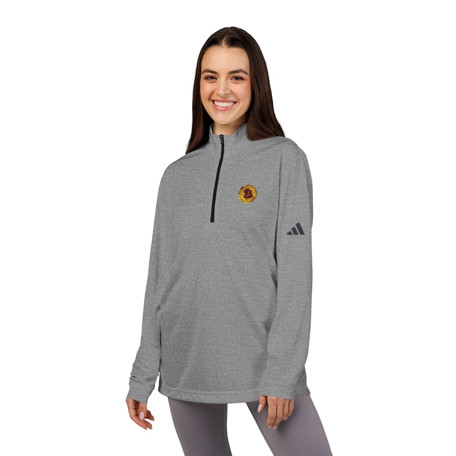 - Bitcoin adidas® Embroidered Sunflower Quarter-Zip Pullover (BTC Logo) — White Athletic Lightweight - NoowAI Shop Bitcoin adidas® Embroidered Sunflower Quarter-Zip Pullover (BTC Logo) — White Athletic Lightweight - Image 14