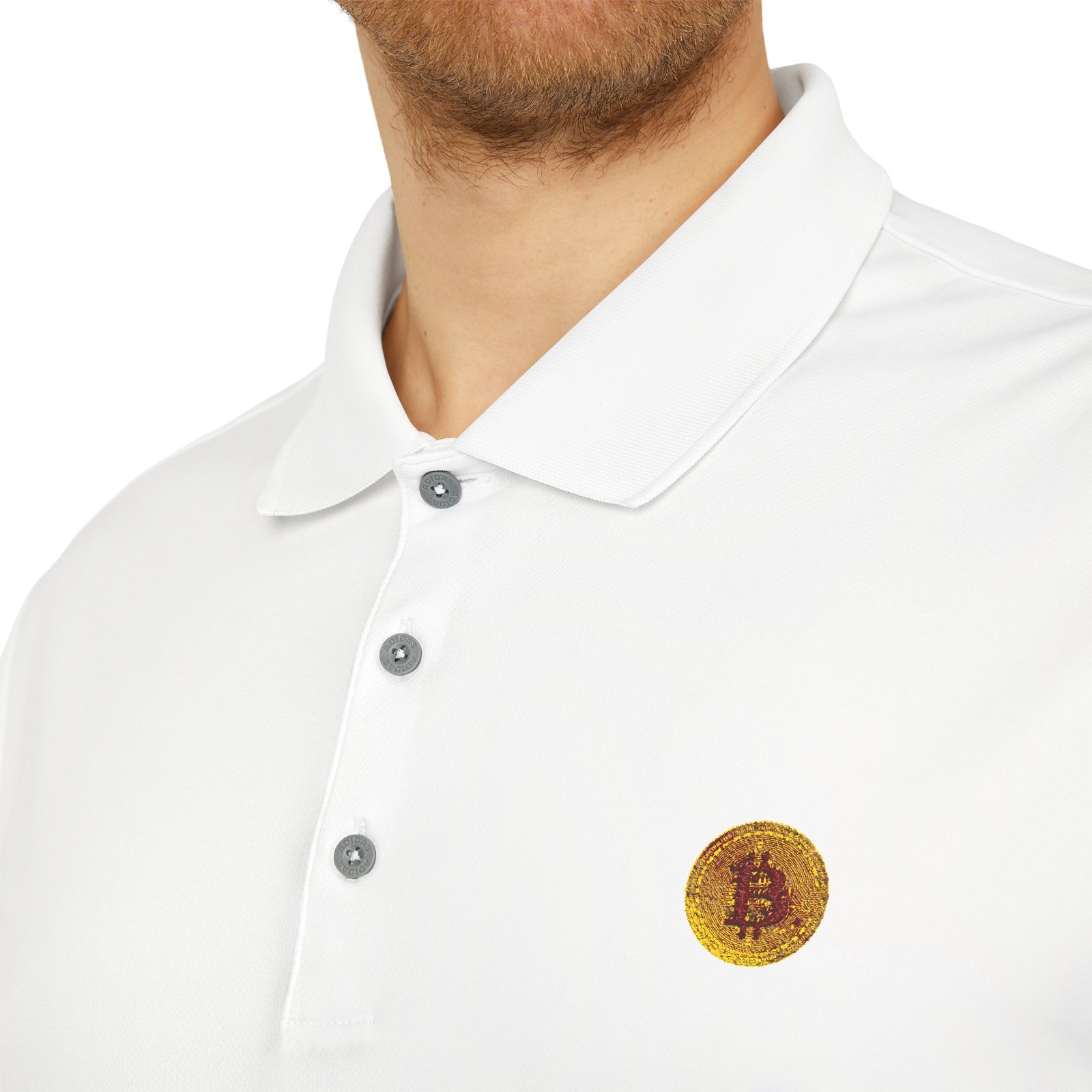 - adidas® Bitcoin logo Embroidered Sunflower Polo Shirt — Minimal Floral Logo Performance Polo - NoowAI Shop adidas® Bitcoin logo Embroidered Sunflower Polo Shirt — Minimal Floral Logo Performance Polo - Image 11