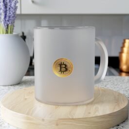 Bitcoin Coin Frosted Glass Mug — Crypto Coffee Cup