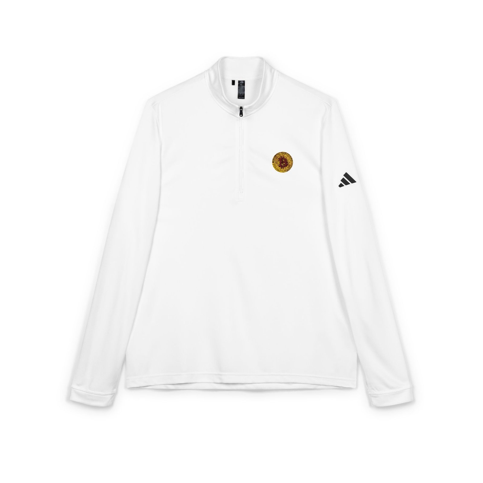 - Bitcoin adidas® Embroidered Sunflower Quarter-Zip Pullover (BTC Logo) — White Athletic Lightweight - NoowAI Shop Bitcoin adidas® Embroidered Sunflower Quarter-Zip Pullover (BTC Logo) — White Athletic Lightweight - Image 4